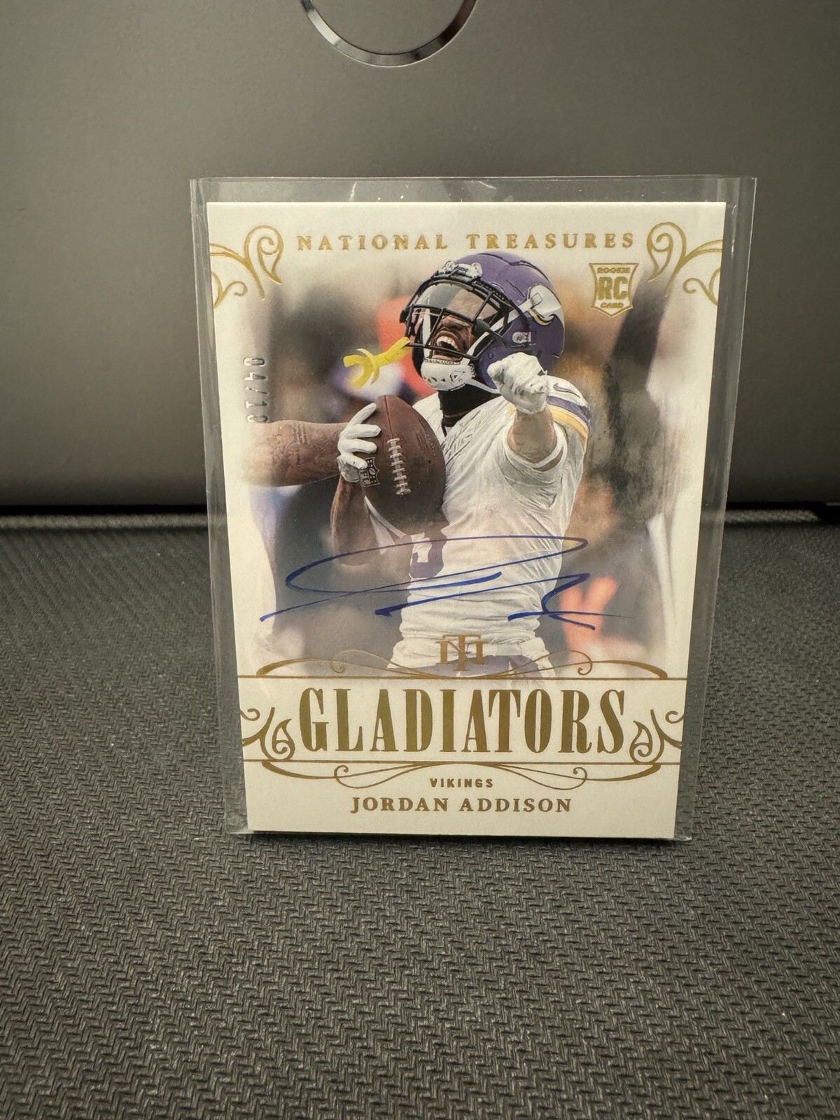 2023 National Treasures- JORDAN ADDISON- Gladiators Gold /10- Rookie OnCard Auto