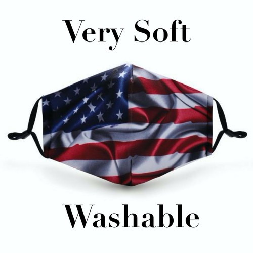 American Flag Face Mask Filter Pocket Washable Reusable Adjustable for Unisex - Picture 2 of 10