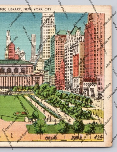 Antique Postcard Bryant Park And Public Library New York City - 第 4/14 張圖片