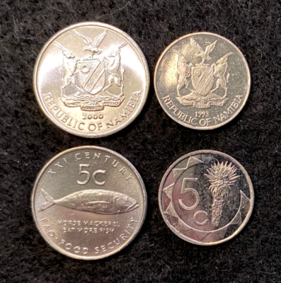 Namibia 2 Coins Set 5 Cents KM1 & 5 Cents KM16 UNC World Coins