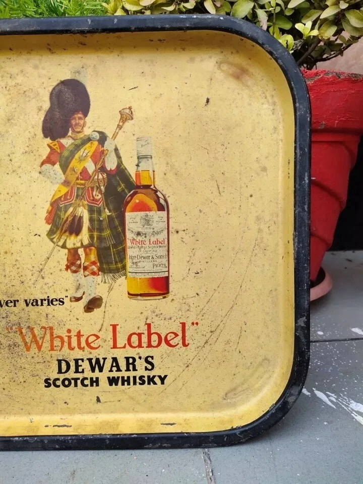 Bandeja de lata vintage para servir bebidas publicidad whisky Dewar's marca blanca Foto 4 de 4