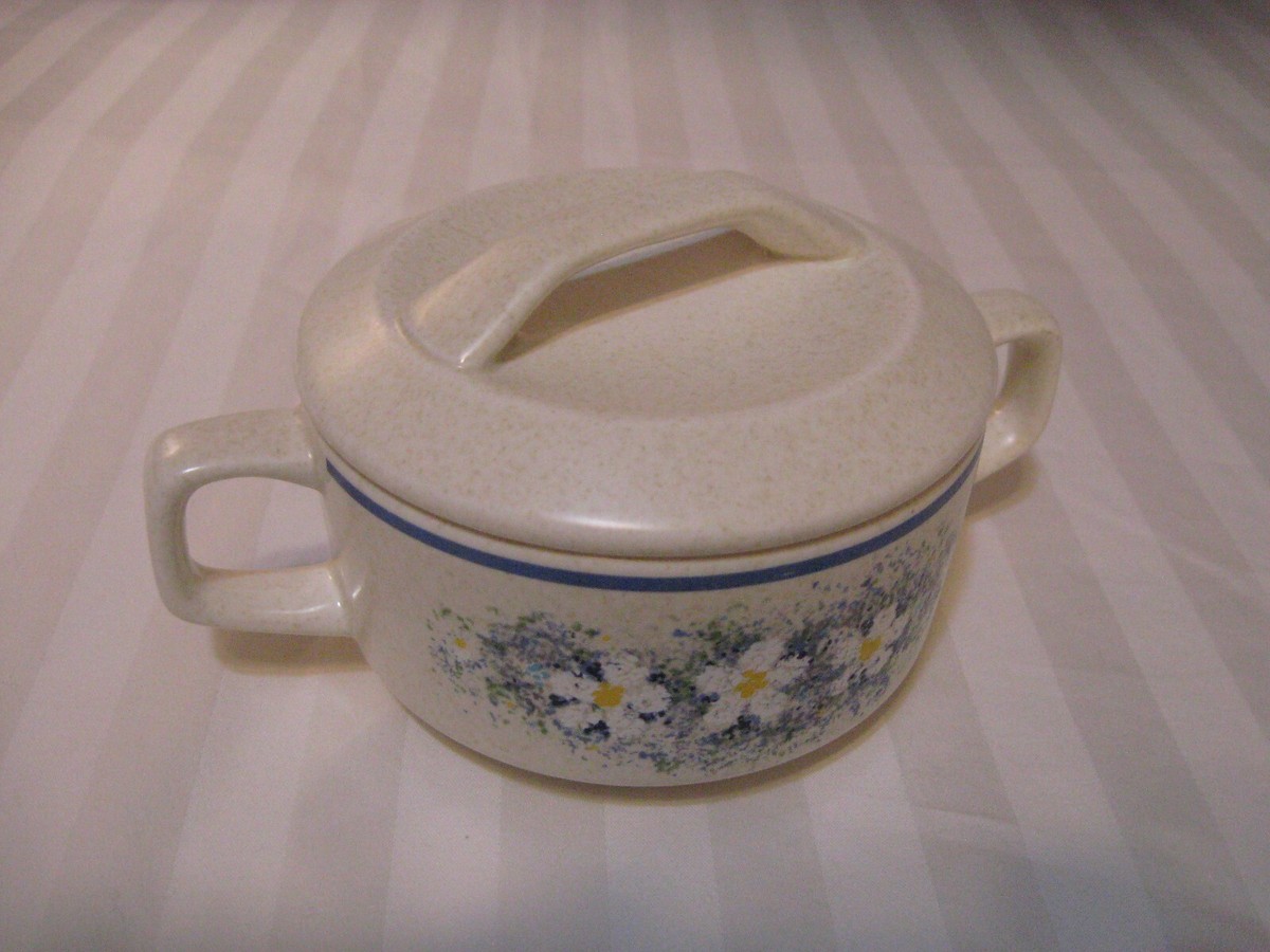 Lenox Temperware “DEWDROPS “ Sugar Bowl Lid Floral Blue Band