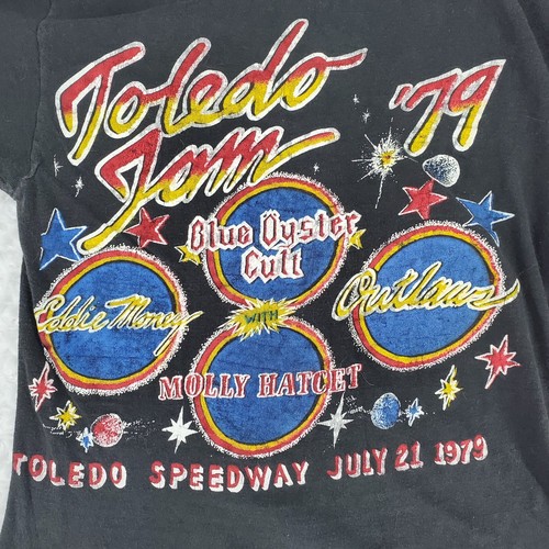 Vintage Toledo Speedway Jam Shirt S Black Blue Oyster Molly Hatchet Eddie Money - 第 5/13 張圖片