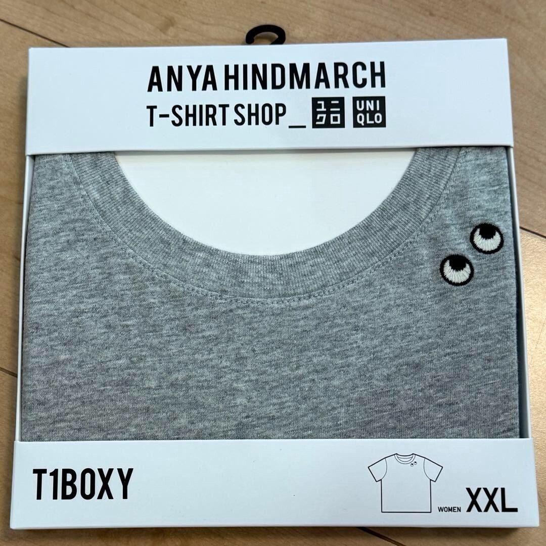 UNIQLO ANYA HINDMARCH T1BOXY Boxy T-shirt BLACK GRAY XXL 3XL