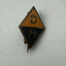 D/M Lapel Pin Bastian Bros Yellow Black Enamel POOR Vintage Antique HELP Small