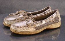 Sperry Top Sider Angelfish Women's Boat Shoes Size 7 Leather Metallic Gold