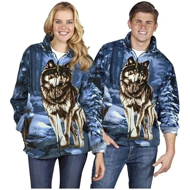 Wildkind Snow Grey Wolf Jacket Wolves Howling Moon Lone Blue Sweater M-4X image 8