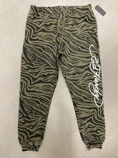 Ed Hardy Zebra Print Dragon Logo Jogger Sweat Pant Men’s Size L NWT