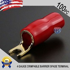 4 Gauge Gold Spade Fork Terminal 100 pcs Wire Crimp Insulated 5/16 connector AWG