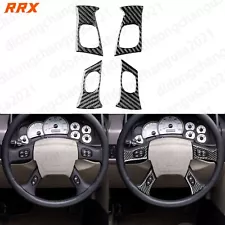 Real Carbon Fiber Steering Wheel Button Cover For Hummer H2 Silverado Escalade