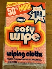 Vintage Magla Easy Wipe Wiping Cloths 12 Re-Usable Cloths 21”x13" NEW Old Stock