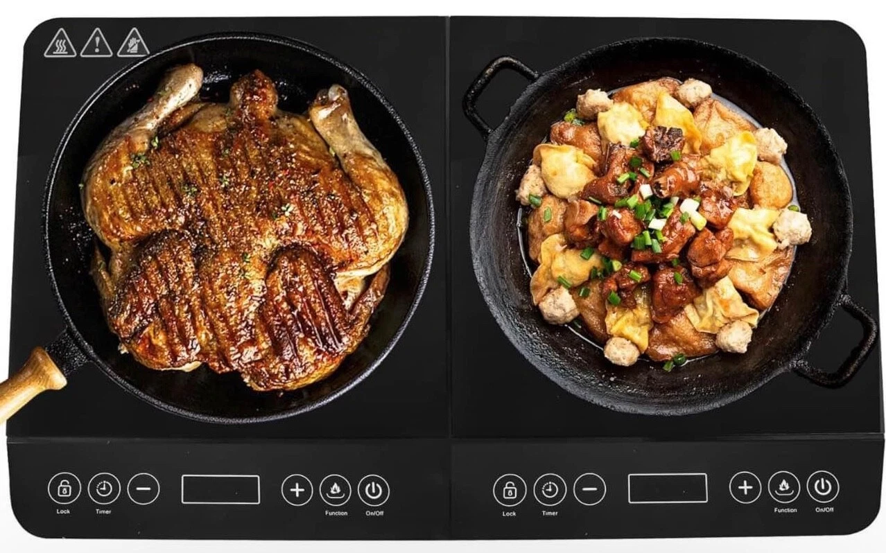 Double Induction Cooktop 1800W Portable Countertop 2 Burner with Timer