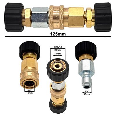 Hochdruckadapter Schnellkupplung 3/8'' mit M22 IG beidseitig ca. 12,5cm Verbinder