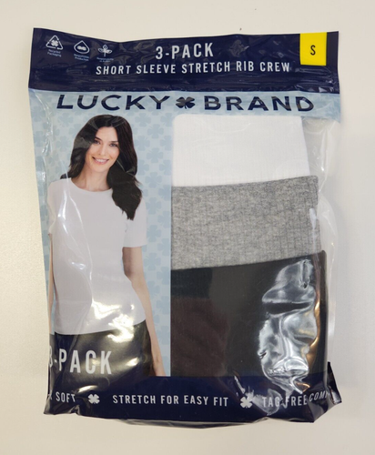 LUCKY BRAND Women's 3 Pack Shirts Size Small S Short Sleeve Relaxed Stretch NIP
