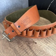 Levy s Leather Shotgun Shell Belt 12 Gauge SN47 XL, Brown Genuine Leather