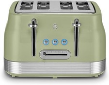 Swan ST19029GRN Retro 4 Slice Toaster with 7 Browning Levels, Removable Crumb Tr