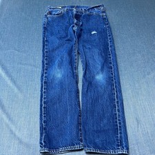 Levi's Premium 501 Men's Jeans Size W32 L29 Blue Straight Button Fly Distressed