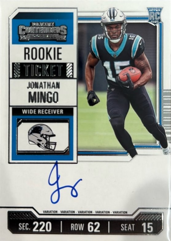 2023 PANINI CONTENDERS ROOKIE TICKET RPS#119 JONATHAN MINGO ROOKIE AUTO