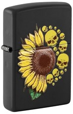 Zippo Sunflower Design Black Matte Windproof Pocket Lighter, 218-093629