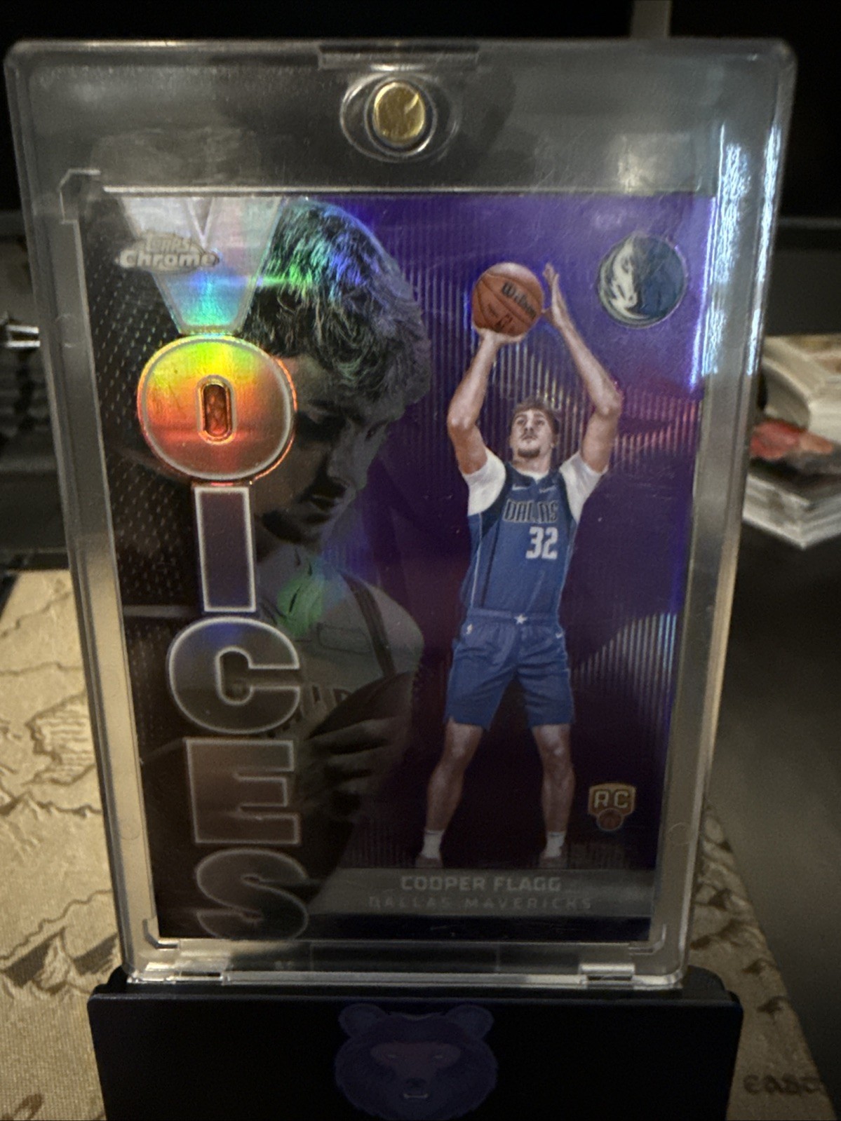 2025-26 Topps Chrome Cooper Flagg Voices Purple Refractor RC 19/75 Mavericks