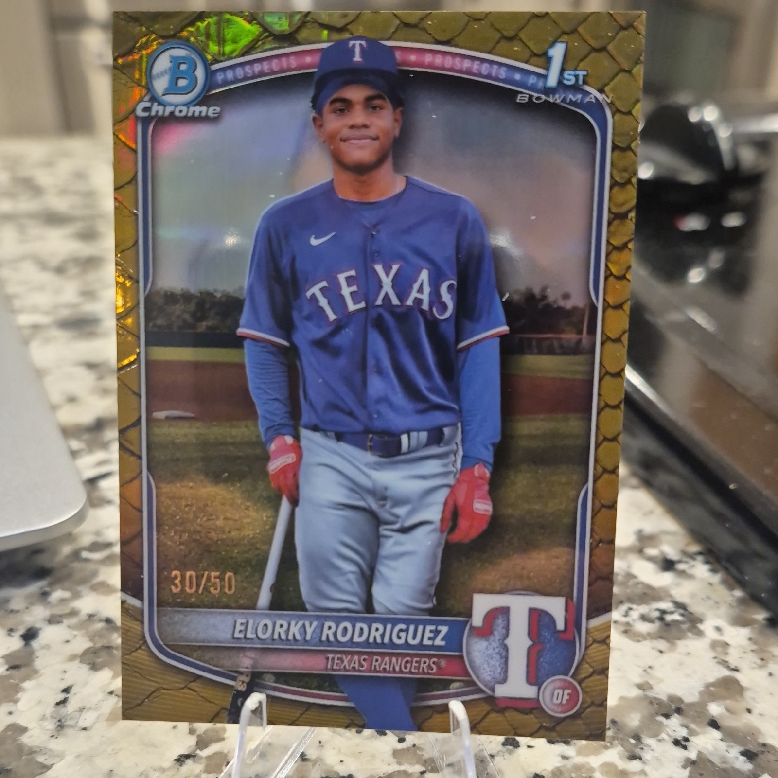 Elorky Rodriguez 2025 Bowman Chrome Gold Reptilian Refractor SP 41/50 1st Bowman
