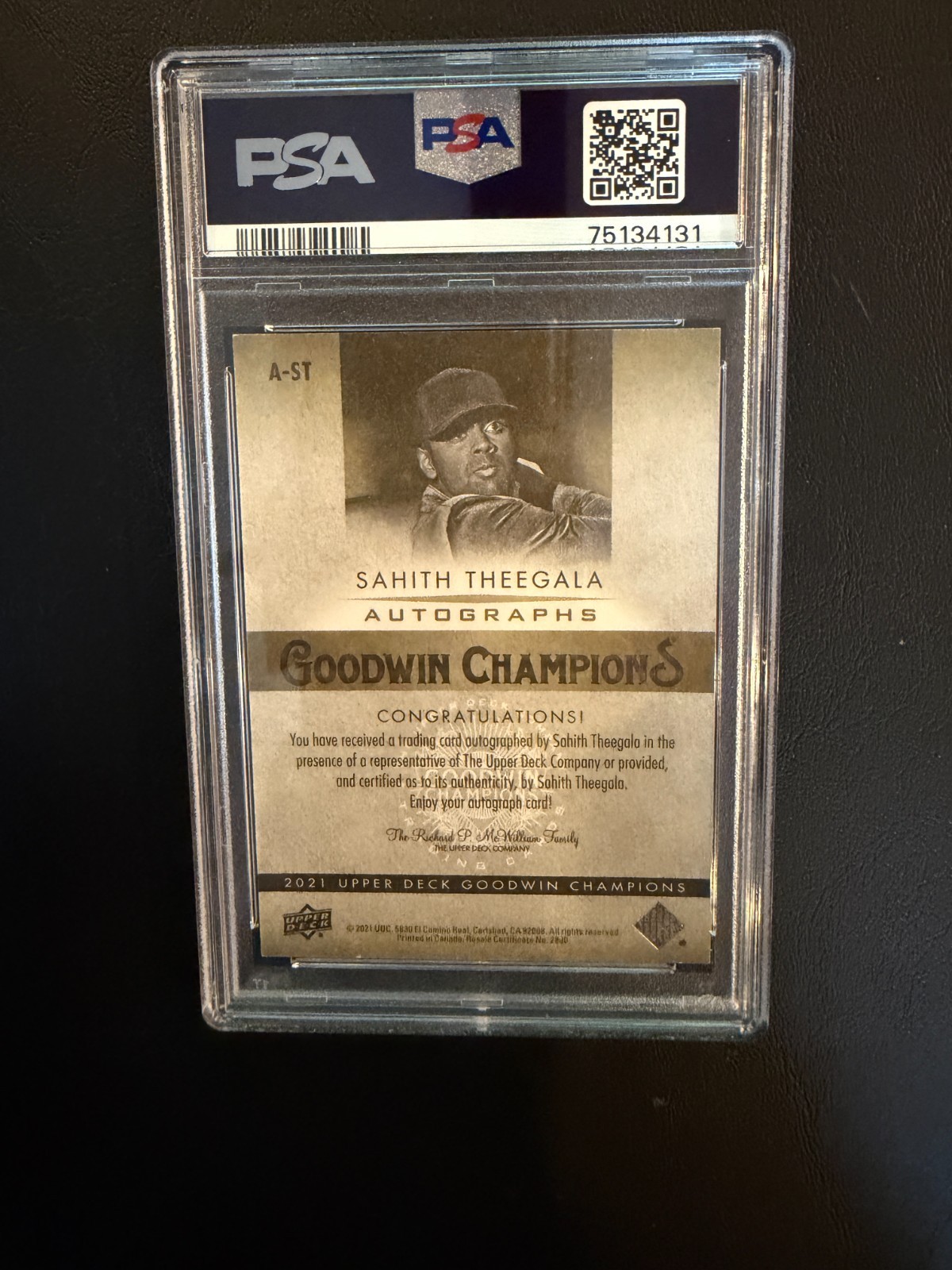 2021 Upper Deck Sahith Theegala Auto Goodwin Champions  view 2