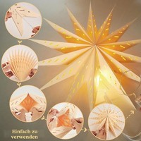 Papierstern Lampenschirm 45Cm Hellbraun Faltstern 14 Ecken Dekoration 3 StüCk