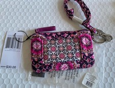 Vera Bradley Zip ID case with matching lanyard NWT Raspberry Medallion