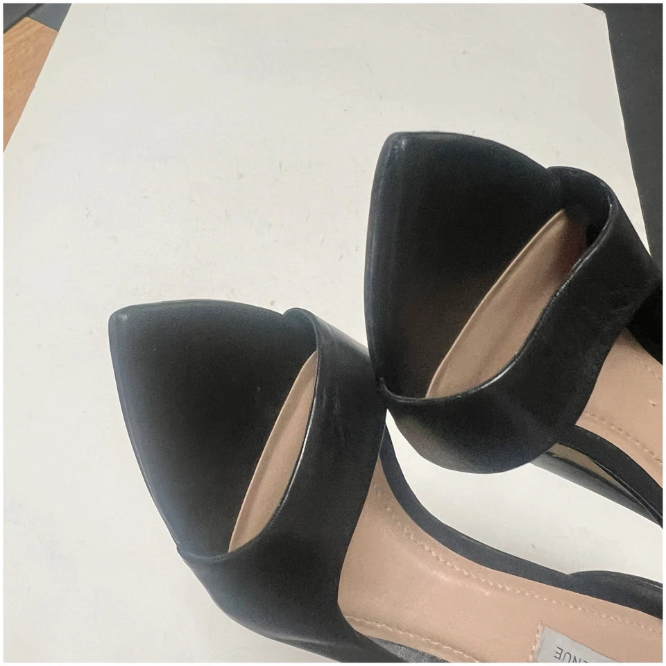 Zapatos de salón Saks 5th Avenue para mujer D’orsay de cuero negros talla 8 tacón ancho punta puntiaguda Foto 4 de 4