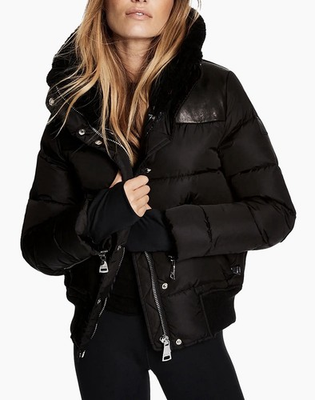 #ad #ad SAM New York Black Down Puffer Jacket Sherpa Trim Collar Women’s Sz S $147.00