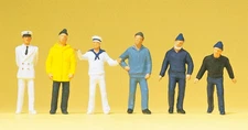 HO scale Preiser Figures # 14062  SHIP / BOAT Crew or Dock Workers with Officer