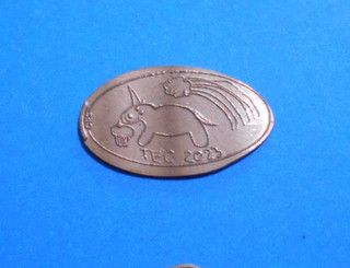 TEC News elongated penny USA cent 2023 copper souvenir coin Unicorn CRS