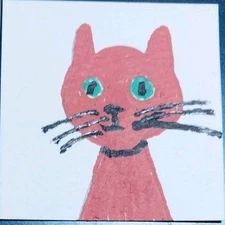 GAT Tiny Original Painting Dollhouse Collectible Art 2 Inches 1:12 Scale Cat