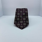 Daniel Cremieux Signature Collection 100% Silk Tie Burgundy Medallion Circle Han