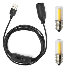 5V USB to E14 Socket,2pcs E14 LED Bulbs 5V-6V Lamps for Table lamp Ceiling Ch...