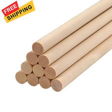 Lugailly Wood Dowel Rods Wooden Dowels for Crafting 3/8"×12"-10 PCS, Natural 