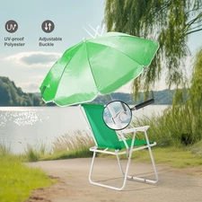 Outdoor Picnic 1 PACK Folding Green Beach Chair with Umbrella 265 LBS Capacity