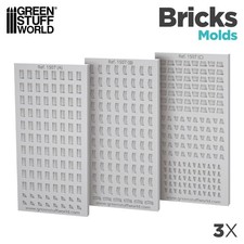 Pack x3 BRICKS Textured Stamp SILICONE MOLD - for resins - Impression walls