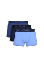 Image of Ted Baker 3 Pack Fashion Cotton Stretch Trunks - Navy / Blue / Cobalt