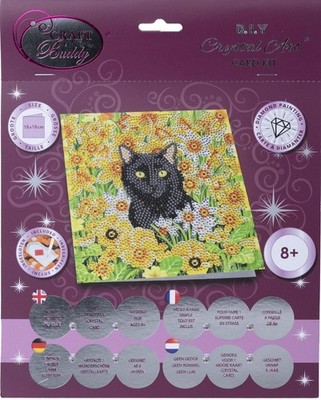 Craft Buddy CCK-A103 - Crystal Art Card Kit, Cat Among the Flowers, Katze, 18...