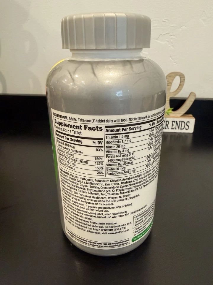 Centrum Silver Adults 50+ Multivitamin 325 Tablets – Energy Heart & Brain Health - Image 2 of 3