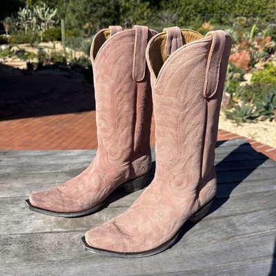 Old Gringo Western Cowboy Boots Suede Pink Women's Size 10B Snip Tie Stitching