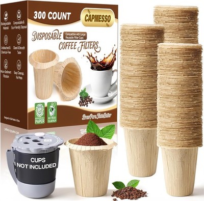 Disposable Coffee Filters 2.1''H - for My K-Cup & Cuisinart SS-RFC | 300 Count