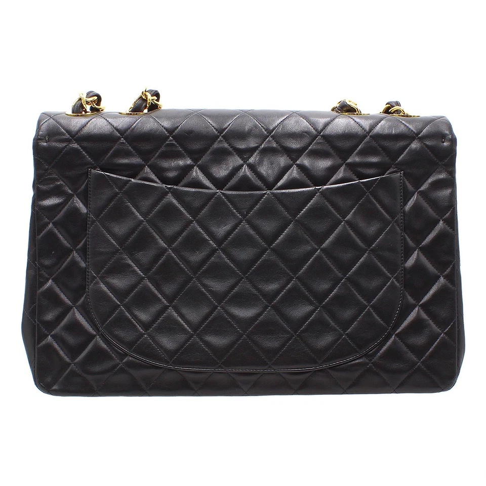 CHANEL Lambskin Jumbo XL Quilted Single Flap Turnlock Chain Shoulder Bag G2837 - Image 2 of 4