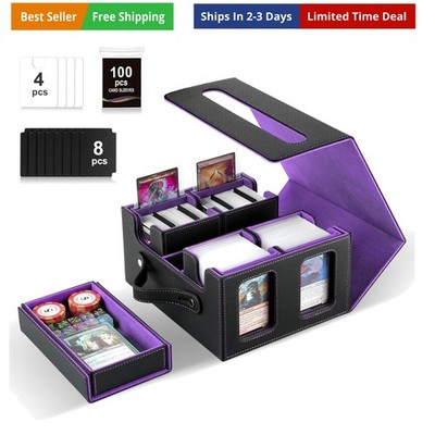Commander Deck Box for MTG,Card Storage Box Fits 400+ Double-Sleeved Cards,5 ...