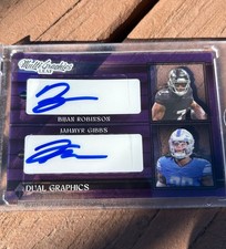 JAHMYR GIBBS & BIJAN ROBINSON - DUO AUTOGRAPHED CARD (LEAF A211566)