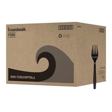 Boardwalk FORKHWPPBLA Polypropylene Plastic Fork Cutlery 1000/CT New