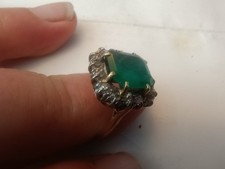 Large 3.20ct Emerald and Diamond cluster ring 18ct Gold/Platinum