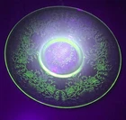 Vintage Uranium Glass Anchor Hocking Saucer Florentine Made in USA 1930's