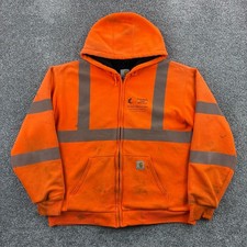 Carhartt Hi-Vis Thermal Hoodie Men Large Orange Reflective Jacket Zip 100504-824
